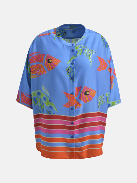 MILANO ITALY Damen Bluse, blau 1 MILANO ITALY Damen Bluse, blau