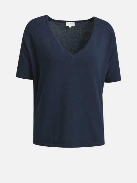 MILANO ITALY Damen Strickshirt, navy 1 MILANO ITALY Damen Strickshirt, navy
