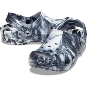 Crocs Marbled Classic Clog Unisex Erwachsene Sandale 206867-103 Weiß/Schwarz