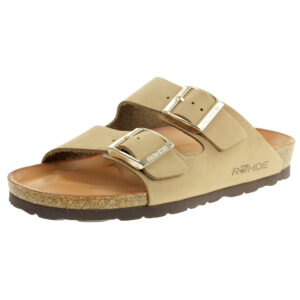 Rohde Alba Pantolette Damen Hausschuhe Sandale Leder 565014 natur
