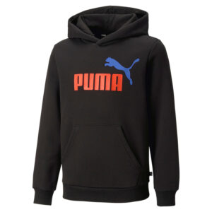 PUMA Ess+ 2 COL BIG LOGO HOODIE FL B Kinder Sweatshirt Kapuzenpullover schwarz 5...