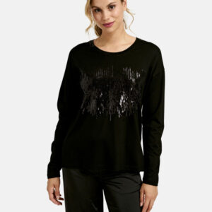 MILANO ITALY Damen Langarmshirt, schwarz