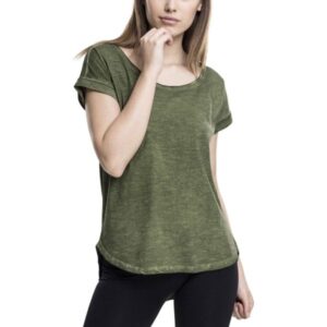 Urban Classics Ladies - Long Shaped Spray Dye HiLo Shirt Top
