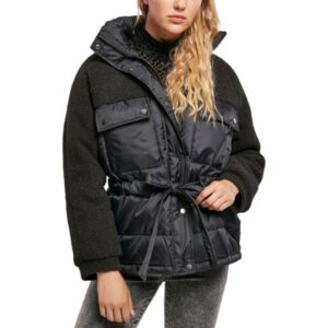 Urban Classics Ladies - Sherpa Puffer Jacke schwarz
