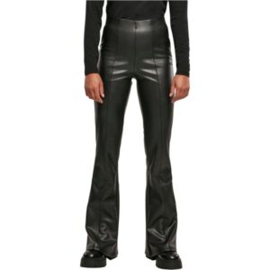 Urban Classics Ladies - Flared Kunstleder Hose schwarz