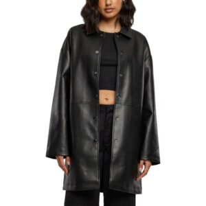Urban Classics Ladies - Kunstleder Mantel schwarz