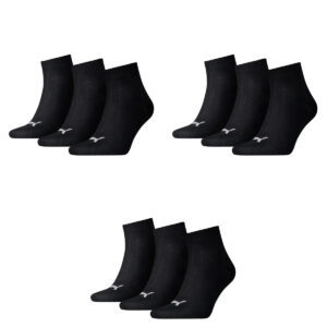 9 Paar Puma Unisex Quarter Socken Sneaker Gr. 35 - 49 für Damen Herren Füßlinge