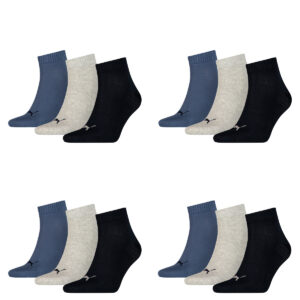 12 Paar Puma Unisex Quarter Socken Sneaker Gr. 35 - 49 für Damen Herren Füßling...