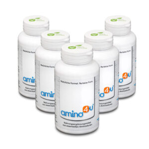 Amino4U Set Sparpaket alle 8 essentiellen Aminosäuren Muskelaufbau 5 x 120g Dose