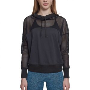 Urban Classics Ladies - Sport Fitness Mesh Hoody schwarz