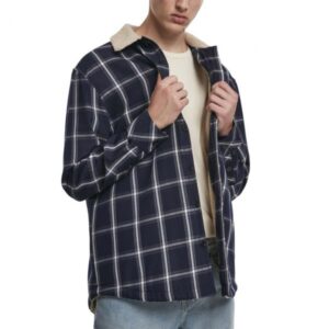 Urban Classics - SHERPA Lined Flanell Jacke navy