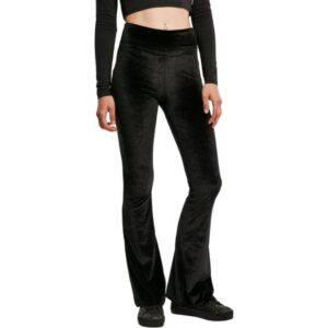 Urban Classics Ladies - High Waist Velvet Boot Cut Leggings