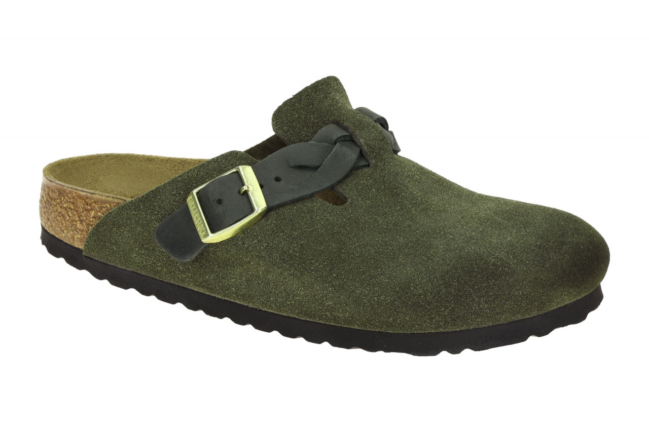 Birkenstock BOSTON BRAIDED 1030599 gr?n - bequeme Pantolette f?r Damen 1 Birkenstock BOSTON BRAIDED 1030599 gr?n - bequeme Pantolette f?r Damen