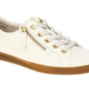 Paul Green Damen Halbschuhe 4940-17 creme-wei? goldfarbene ?sen braune Sohle