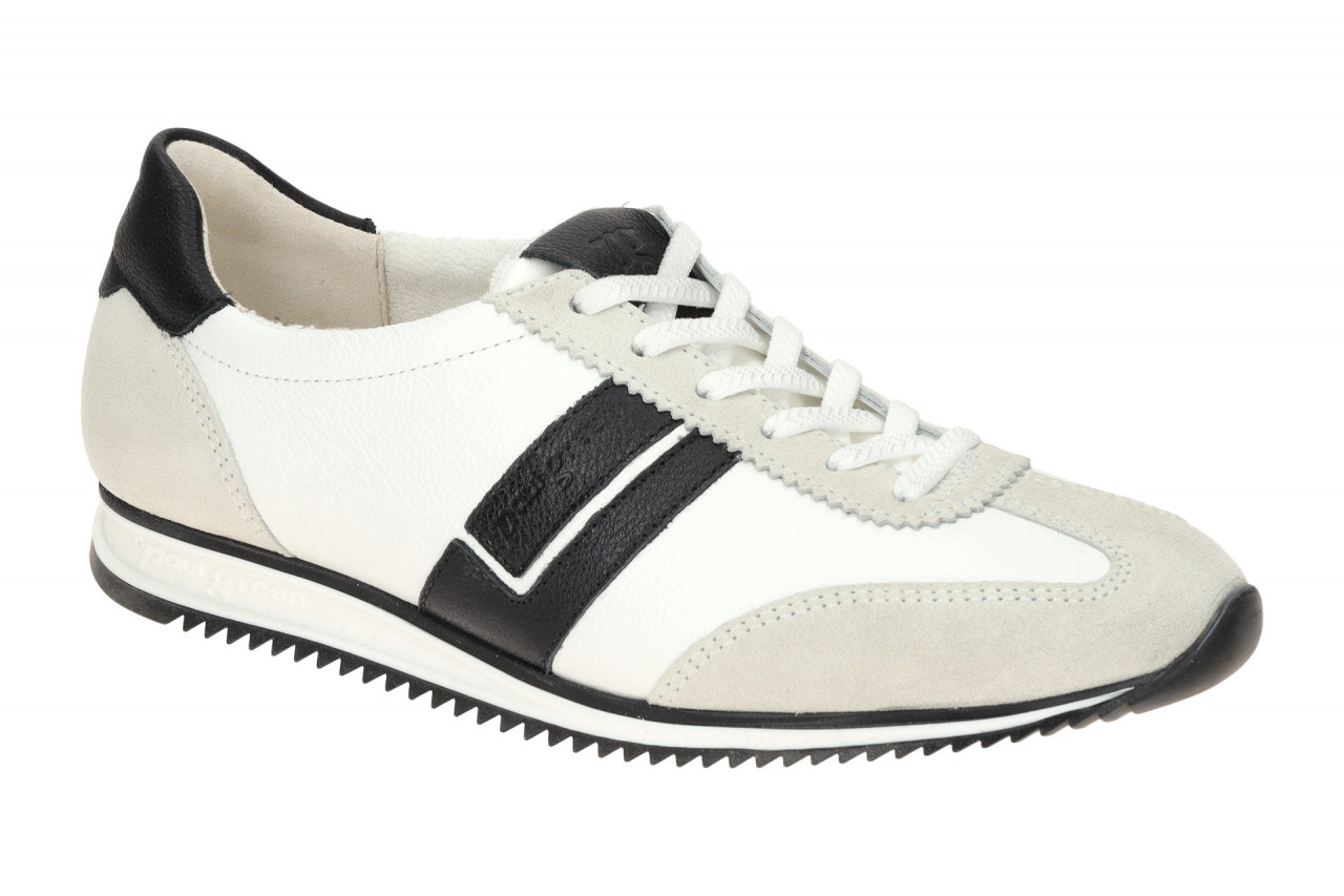 Paul Green 5453-01 Damen Sneaker Classic in milk/white/black Velourleder + Gl... 1 Paul Green 5453-01 Damen Sneaker Classic in milk/white/black Velourleder + Gl...