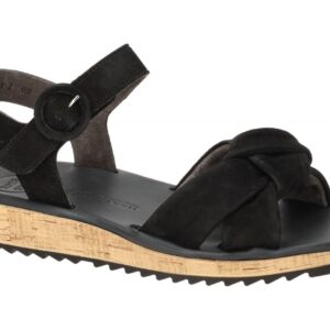 Paul Green Damen Sandalette 6105-07 schwarz Echtleder flach Klettverschluss