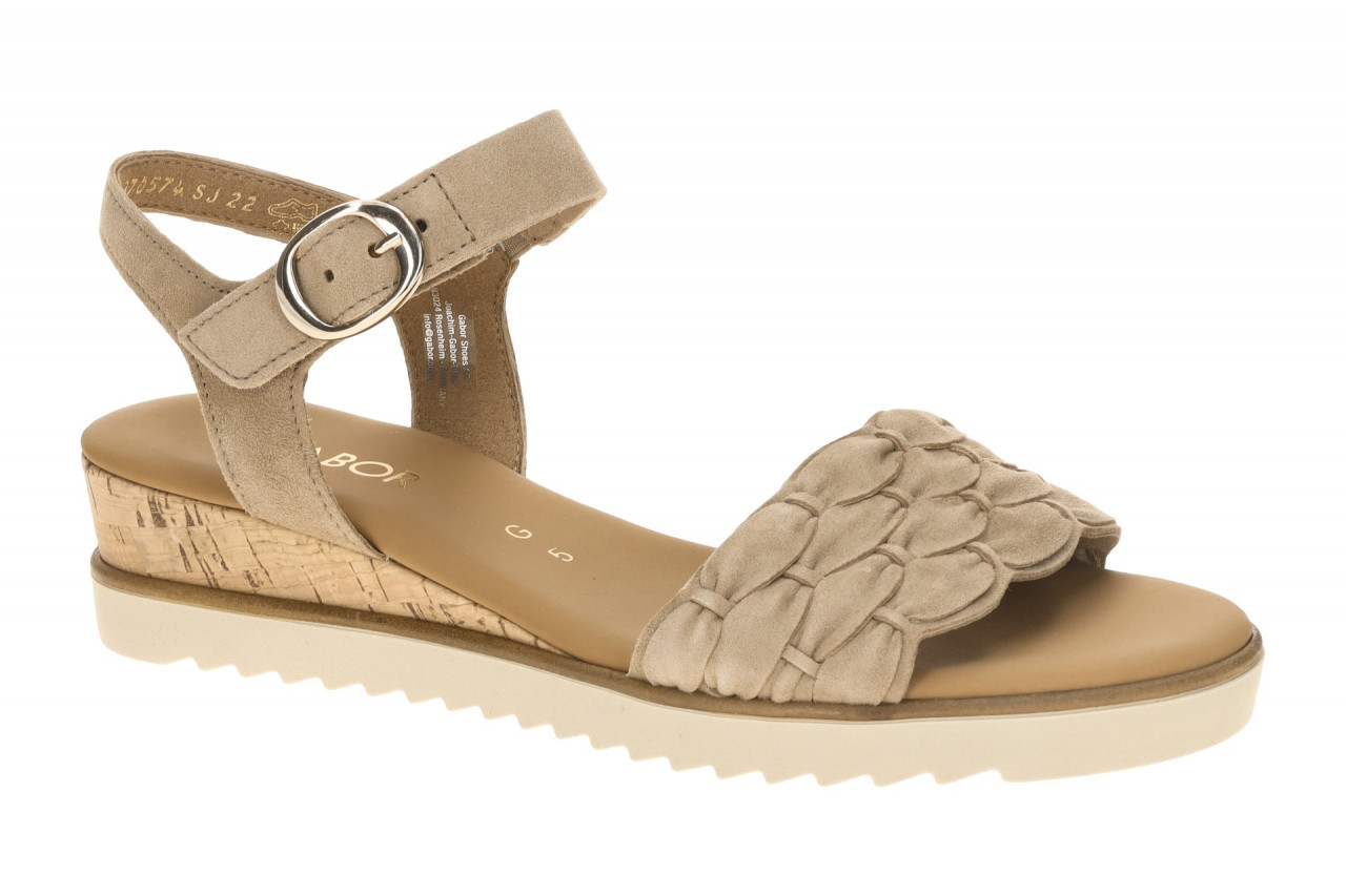 Gabor 82.758.30 Damen Sandalette Beige Sand Keilabsatz Klettverschluss Echtleder 1 Gabor 82.758.30 Damen Sandalette Beige Sand Keilabsatz Klettverschluss Echtleder