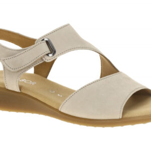 Gabor Damen Sandalette Modell 82.803.43 Grau Leinen Keilabsatz Klettverschluss