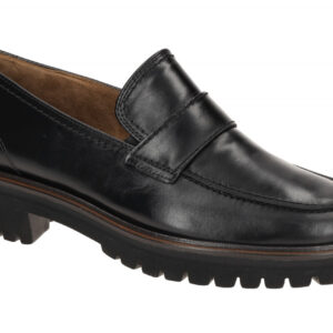 Paul Green Slipper 2683-06 Schwarz Natur Plateau Loafer Echtleder Blockabsatz