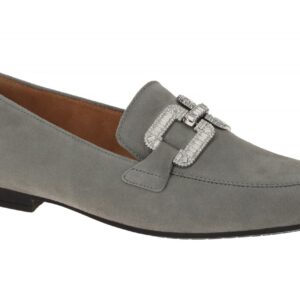 Gabor 65.210.19 Damen Slipper Grau Stone Silber Echtleder Rauhleder Gummisohle