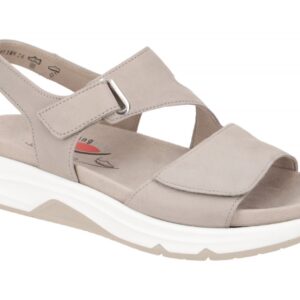 Gabor 86.885 ROLLINGSOFT Damen Sandale Grau Leinen Gummisohle Klettverschluss