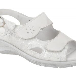 Waldl?ufer Damen Sandale MERLE 811004 Grau/Silber Echtleder Keilabsatz Klettv...