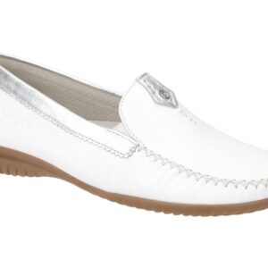 Gabor 86.090.50 Damen Slipper Wei? Silber bequeme Soft-Mokassin Halbschuhe
