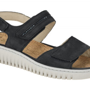 Waldl?ufer 630001 K-VALERIE Damen Sandale Blau-Marine Klettverschluss Keilabsatz