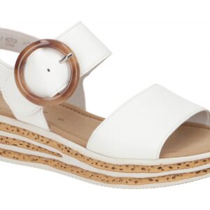 Gabor 84.550 - Damen Sandalette wei? latte Keilabsatz flexibel