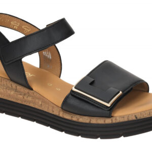 Gabor 82.700.57 Damen Sandalette Schwarz Gold Keilabsatz 2,5 cm