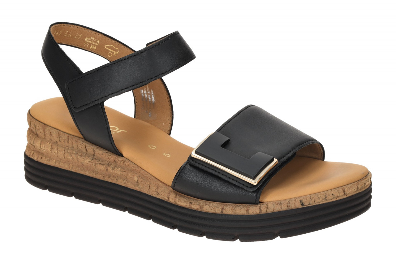 Gabor 82.700.57 Damen Sandalette Schwarz Gold Keilabsatz 2,5 cm 1 Gabor 82.700.57 Damen Sandalette Schwarz Gold Keilabsatz 2,5 cm