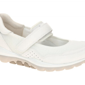 Gabor 86.961.50 ROLLINGSOFT Damen Ballerina wei? Mesh Echtleder Klettverschluss