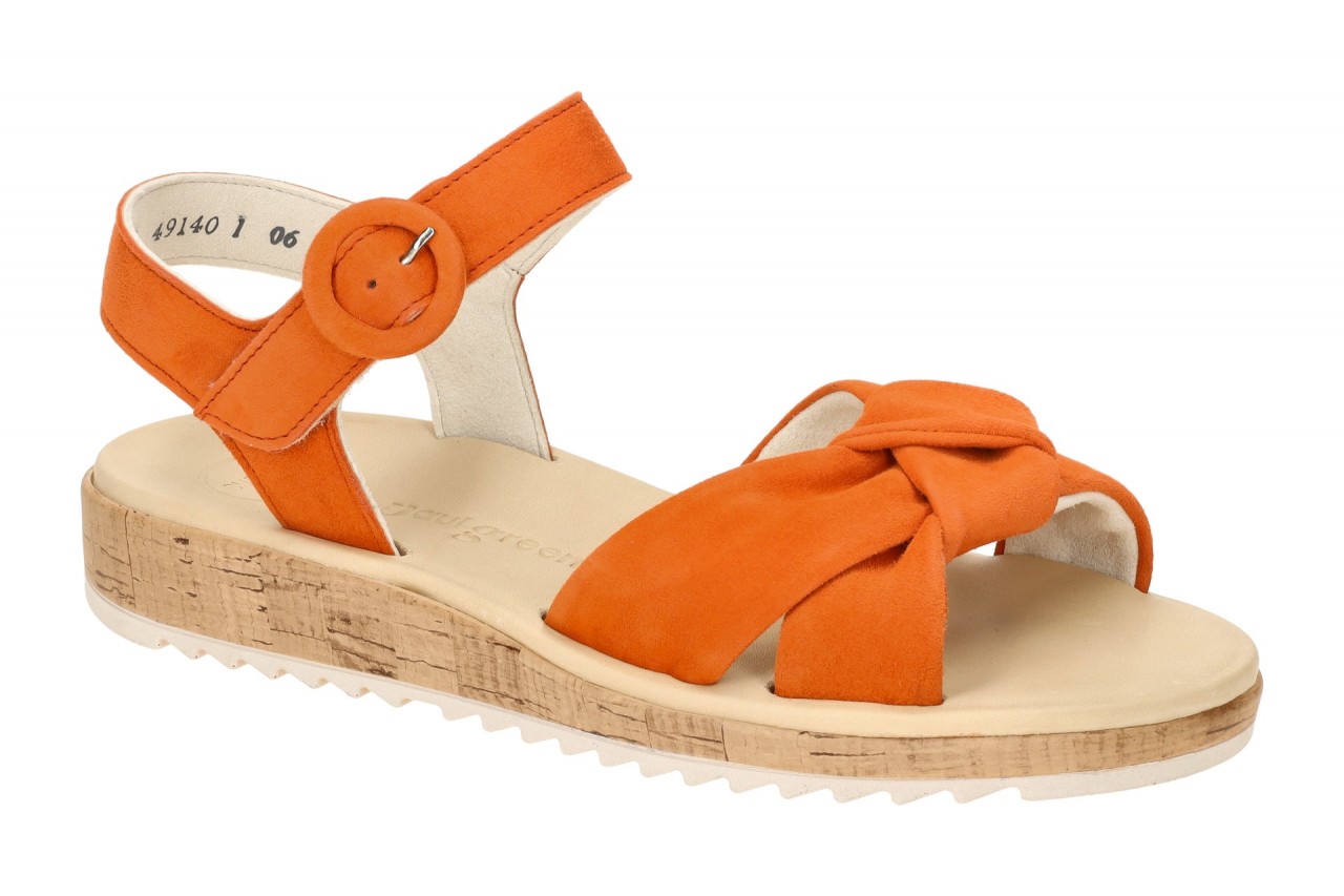 Paul Green Damen Sandalette 6105-06x Papaya Orange Riemchen Velourleder Super... 1 Paul Green Damen Sandalette 6105-06x Papaya Orange Riemchen Velourleder Super...