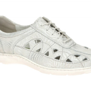 Waldl?ufer 496003 HENNI Damen Halbschuhe Grau-Weiss bequem & Extra Weit