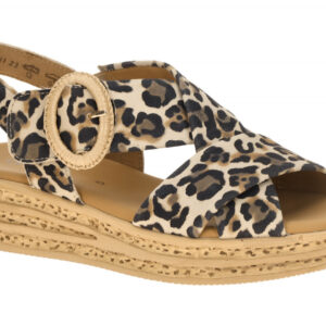 Gabor 84.556 Damen Sandalette Braun Natur Keilabsatz Klettverschluss