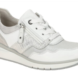 Gabor 66.306.61 Damen Halbschuhe Sneaker Grau Bianco Stretch Keilabsatz