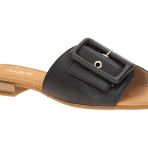 Gabor 82.791 elegante Damen Pantoletten Schwarz (Gold) mit Gummisohle und her...