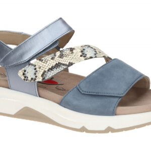Gabor 86.882.26 Damen Sandalen blau mix wei? Heaven Keilabsatz Klettverschluss