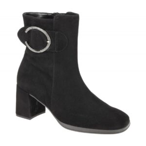 Gabor 35.692 Damen Stiefeletten schwarz Samtchevreau eckige Form