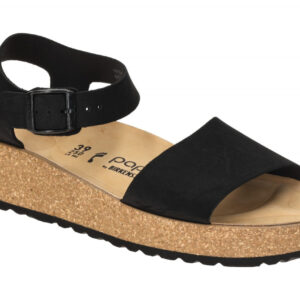 Birkenstock Damen Sandalette Glenda 1029046 Schwarz Nubuk Leder Keilabsatz