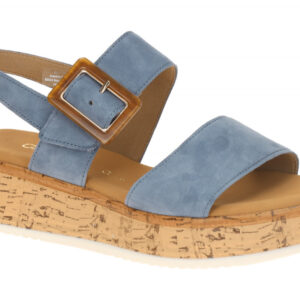 Gabor 82.744 Damen Sandalette - Riemchen Sandalen Blau heaven Keilabsatz rund