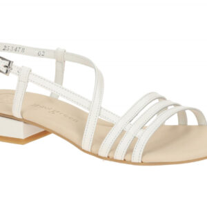 Paul Green Damen Sandalette 7621-199 ivory wei? Echtleder Riemchen Sandalen