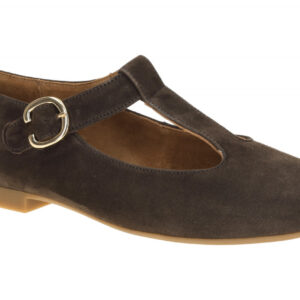 Paul Green Damen Ballerina 1203-039 Braun moro Rauhleder T-Steg Mary Jane