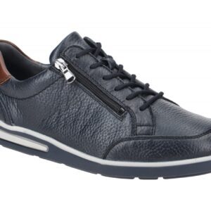 Waldl?ufer 623005 KLEMENS Herren Sneaker Blau/Cognac Echtleder Wechselfu?bett