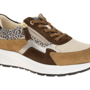 Gabor 86.598.52 Damen Halbschuhe beige/sattel Kombi bequeme Schn?r-Sneakers