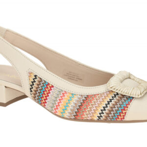 Gabor 81.526.40 Sling Pumps Wei? Multicolour/Panna ZickZack-Muster Blockabsat...