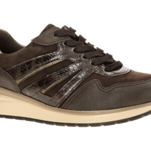 Gabor 6020.01 Dunkelbraune Schn?r-Halbschuhe, K-Weite, Wedge-Absatz