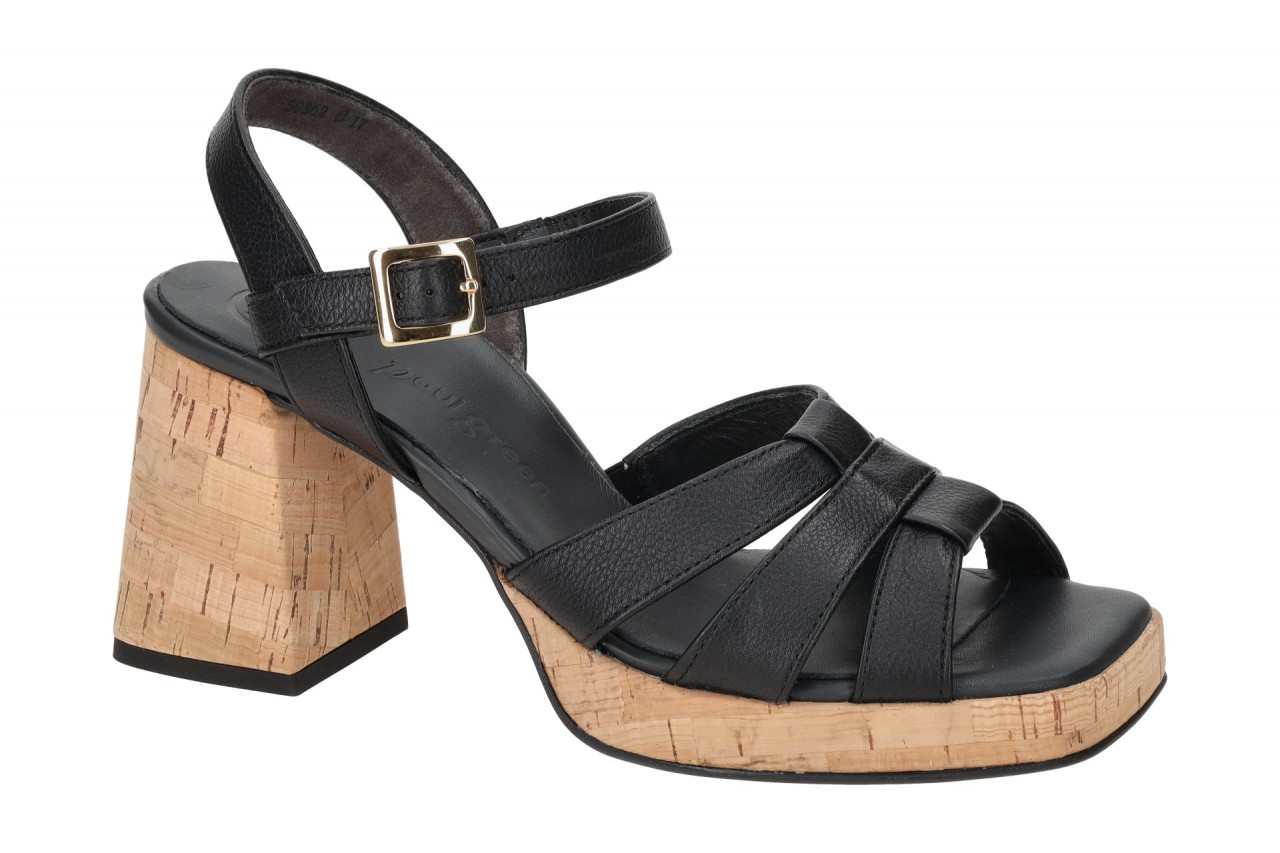 Paul Green Damen Sandalette 6073-02x Schwarz Glattleder Plateau RiemchenSandale 1 Paul Green Damen Sandalette 6073-02x Schwarz Glattleder Plateau RiemchenSandale