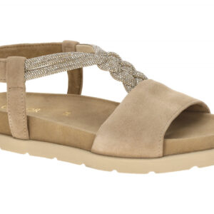 Gabor 84.601 Damen Sandale Beige-Sand Rauhleder Keilabsatz 1cm