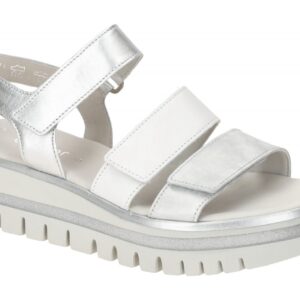 Gabor 64.620.69 Damen Sandalette silber-wei?-silber-kombi, Best Fitting, Keil...
